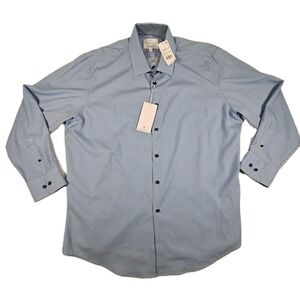 ConStruct Slim Fit Performance Dress Shirt Blue Check 18–18.5 35/36